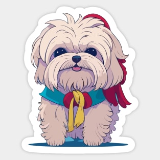 Maltese Dog Portrait Sticker